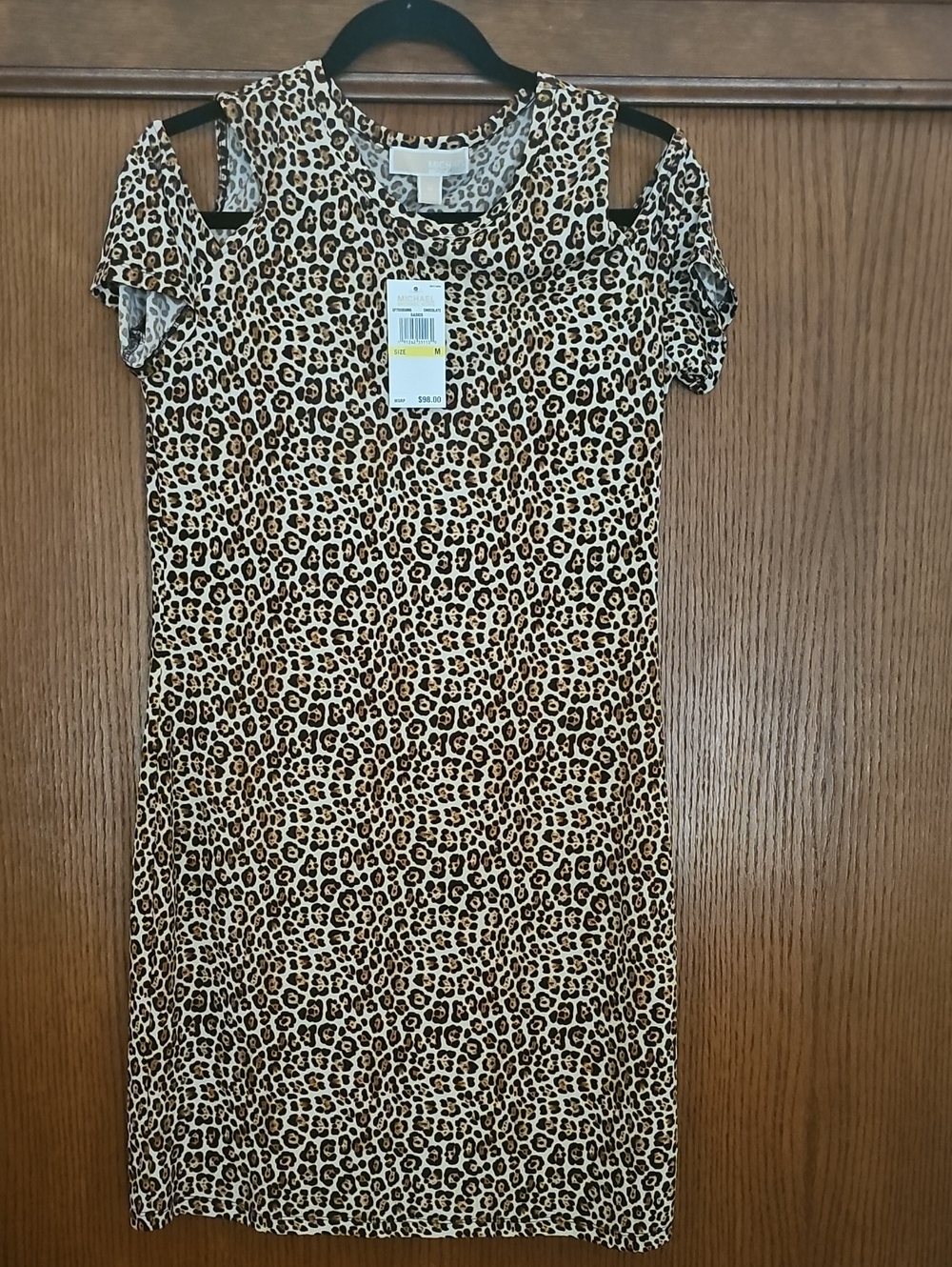 Michael Kors Leopard Cold-Shoulder Mini Dress - Brown, Cream